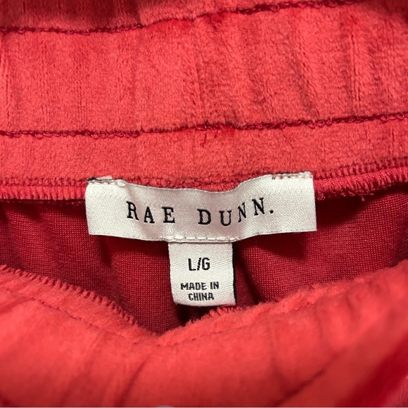 Rae Dunn Christmas Red Soft Velour "HO HO HO" Lounge Set Top:M Pants:L - Picture 4 of 8